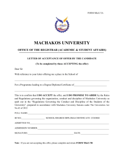 FORM MksU/3A MACHAKOS UNIVERSITY OFFICE OF THE
