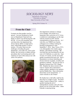2016 Department Newsletter