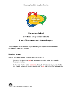 5th Grade New Field Study Item Template
