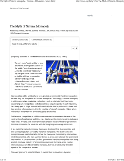 The Myth of Natural Monopoly - Thomas J. DiLorenzo