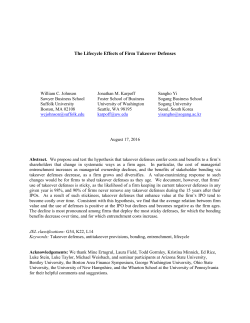 The Lifecycle Effects of Firm Takeover Defenses