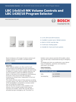 LBC 14x0/x0 MK Volume Controls and LBC 1430/10 Program Selector
