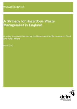 A Strategy for Hazardous Waste Management in England