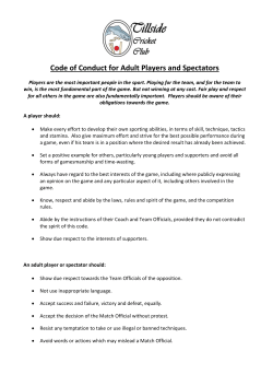 Code of Conduct for Adult Players and Spectators