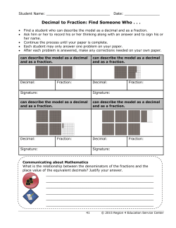 Decimal to Fraction: Find Someone Who . . .