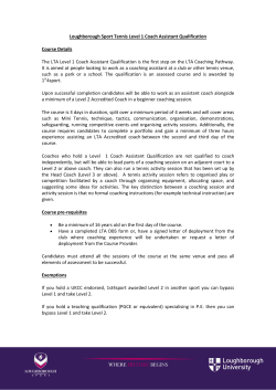 Loughborough Sport Tennis Level 1 Coach Assistant Qualification