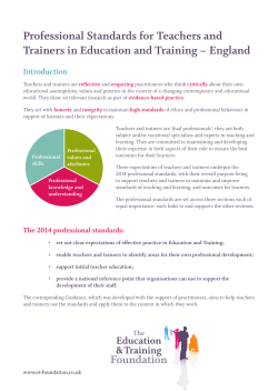 Professional Standards - Education and Training Foundation