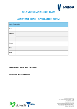 2017 Victorian Senior Team - Assistant Coach