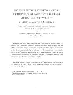 invariant tests for symmetry about an unspecified point based on the