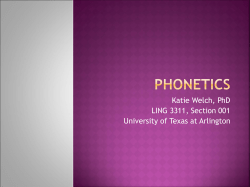 Phonetics and Phonology - The University of Texas at Arlington