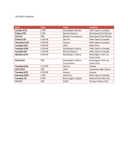 10U Kelch schedule: Date Time Team Location Sunday 4/21 2 PM