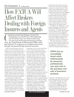 How FATCA Will Affect Brokers Dealing with Foreign Insurers and