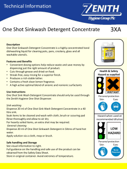 One Shot Sinkwash Detergent Concentrate
