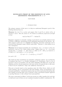 BOURGAIN`S PROOF OF THE EXISTENCE OF LONG ARITHMETIC