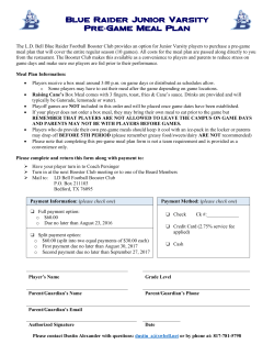 JV Pre-Game Meal Order Form 2017 - LD Bell Blue Raider Football