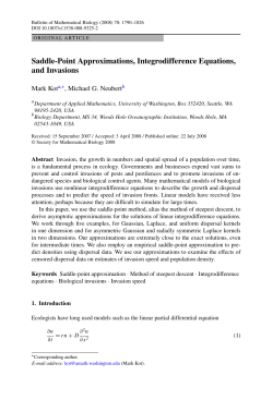 Saddle-Point Approximations, Integrodifference Equations, and
