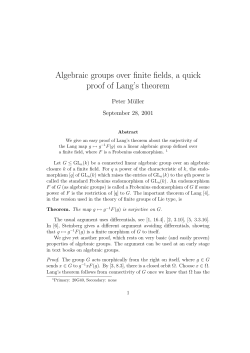 Algebraic groups over finite fields, a quick proof of Lang`s theorem
