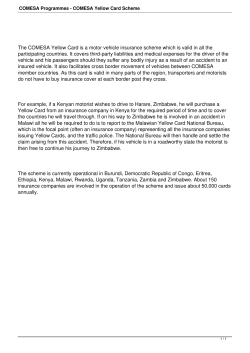 COMESA Programmes - COMESA Yellow Card Scheme