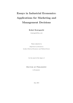 Essays in Industrial Economics