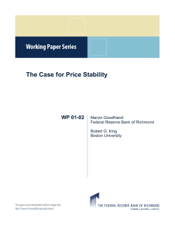 The Case for Price Stability - Federal Reserve Bank of Richmond
