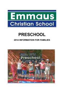 PRESCHOOL POLICIES and PARENT INFORMATION