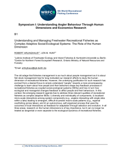 Symposium I: Understanding Angler Behaviour Through Human