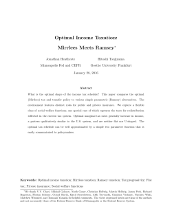Optimal Income Taxation: Mirrlees Meets Ramsey&lowast;