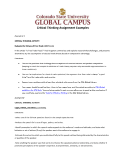 Critical Thinking Assignment Examples
