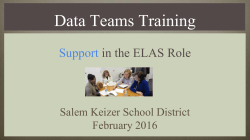Data Teams Training Support in the ELAS Role