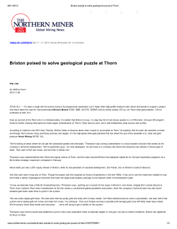 Brixton poised to solve geological puzzle at Thorn