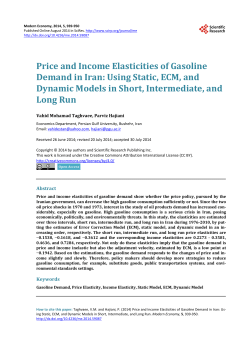 Price and Income Elasticities of Gasoline Demand in Iran