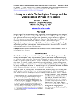 Library as a Verb - Informing Science: The International Journal of
