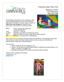 Preschool Open Play Time Mainway Centre 4373 Mainway 905