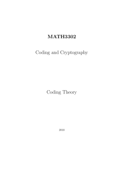 MATH3302 Coding and Cryptography Coding Theory