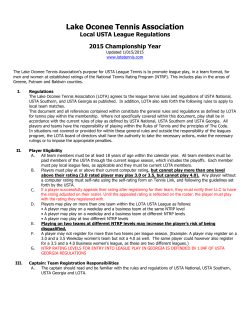 Local USTA League Regulations - Lake Oconee Tennis Association