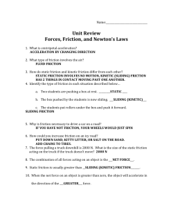 Unit Review Forces, Friction, and Newton`s Laws