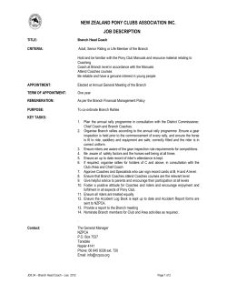 Branch Head Coach - New Zealand Pony Club