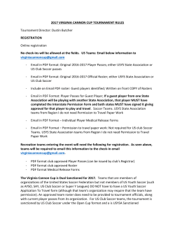 2017 VIRGINIA CANNON CUP TOURNAMENT RULES Tournament