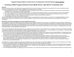 1. Summary of Main Progress Achieved in the 9 Month Period 1 April