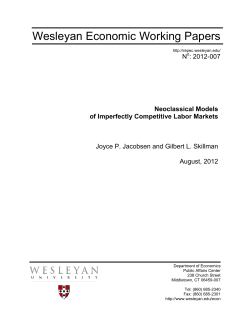 Neoclassical Models of Imperfectly Competitive Labor Markets