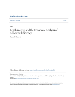 Legal Analysis and the Economic Analysis of Allocative Efficiency