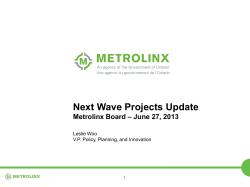 Next Wave Projects Update