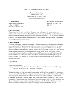 PHIL 2110 Elementary Symbolic Logic W14 Instructor: Martin King