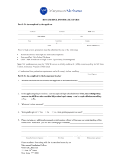 HOMESCHOOL INFORMATION FORM Part I