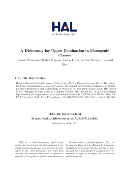A Dichotomy for Upper Domination in Monogenic Classes