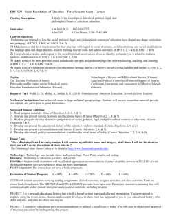EDF 3333 &ndash; Social Foundations of Education &ndash; Three Semester