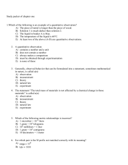 Study packet of chapter one 1. Which of the following is an example