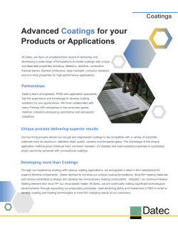 Advanced Coatings for your Products or Applications