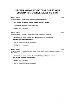 Driver knowledge test questions Combination licence (Class HC