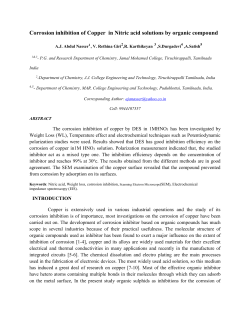 Corrosion inhibition of Copper in Nitric acid solutions by organic
